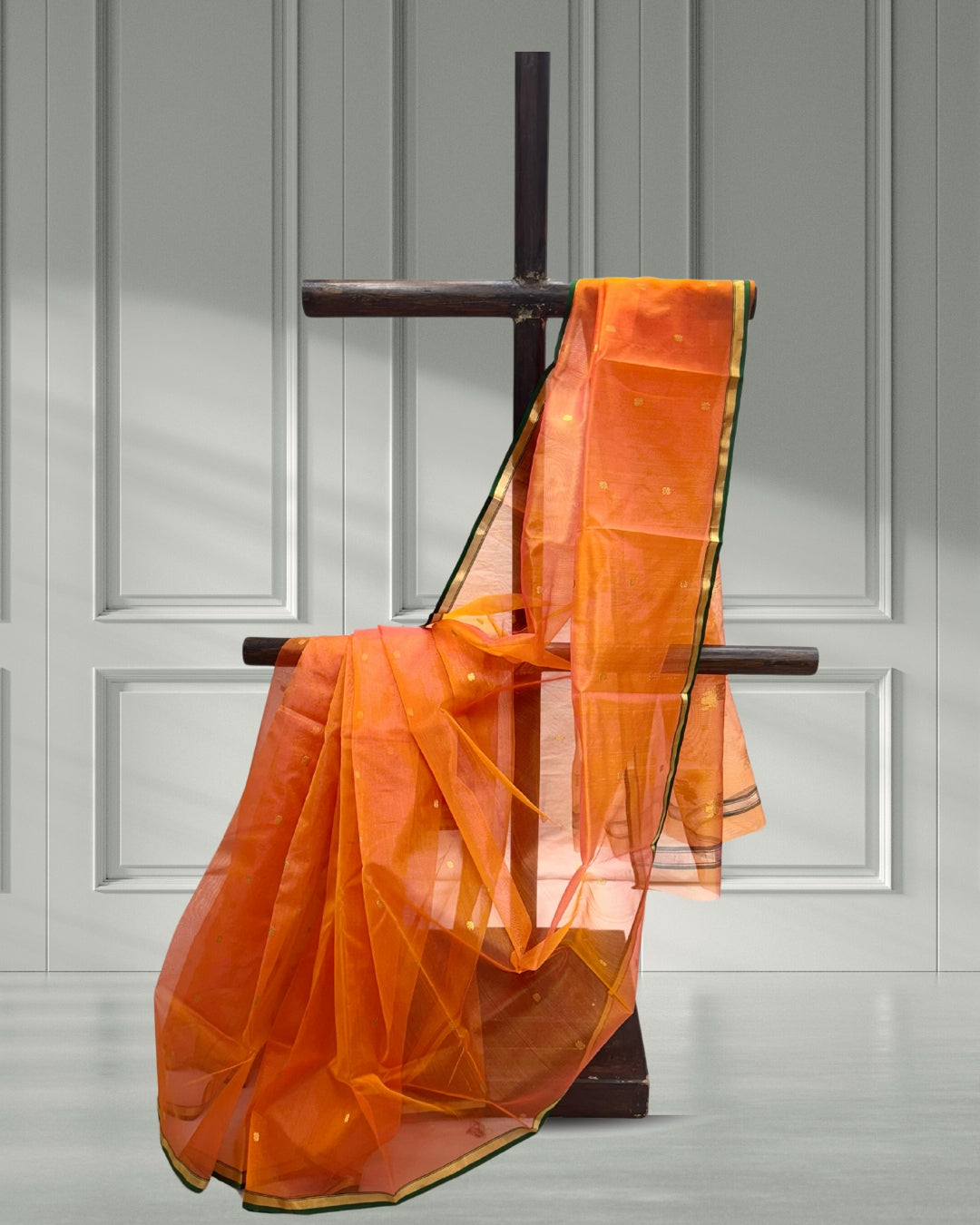 Chanderi Katan Piping Orange
