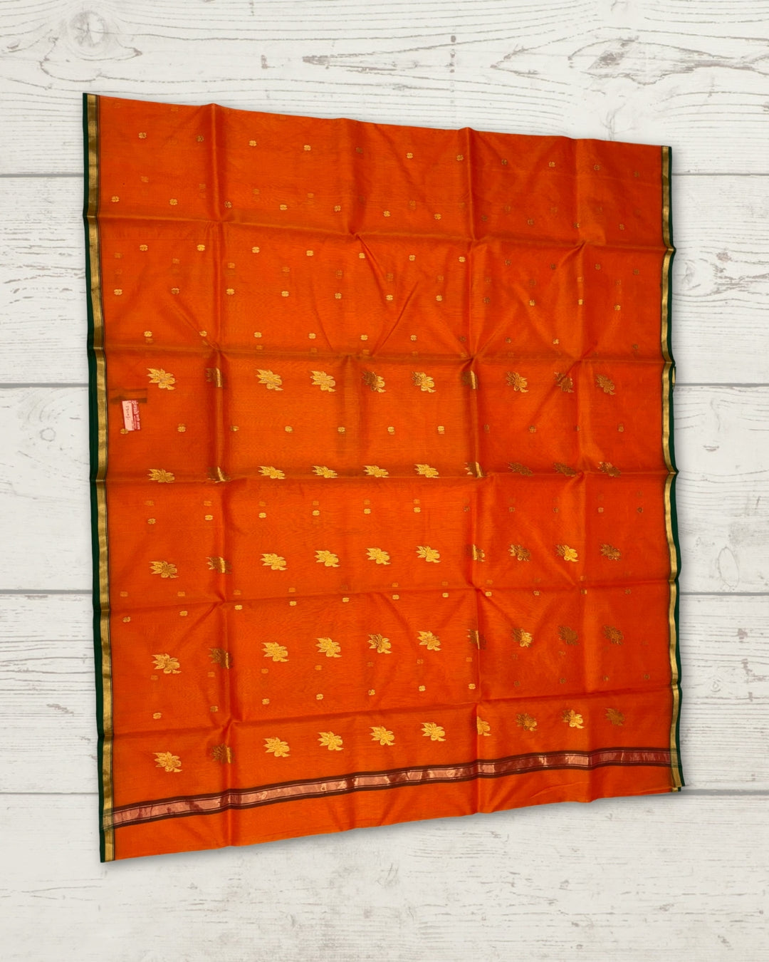 Chanderi Katan Piping Orange