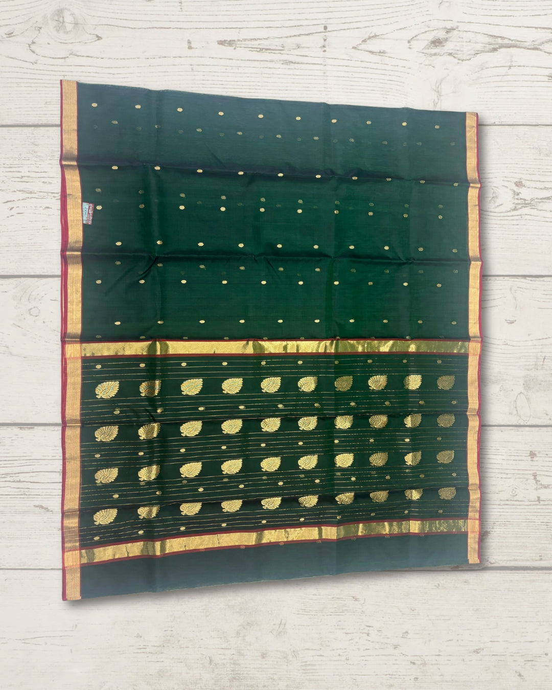 Chanderi Katan Piping Green