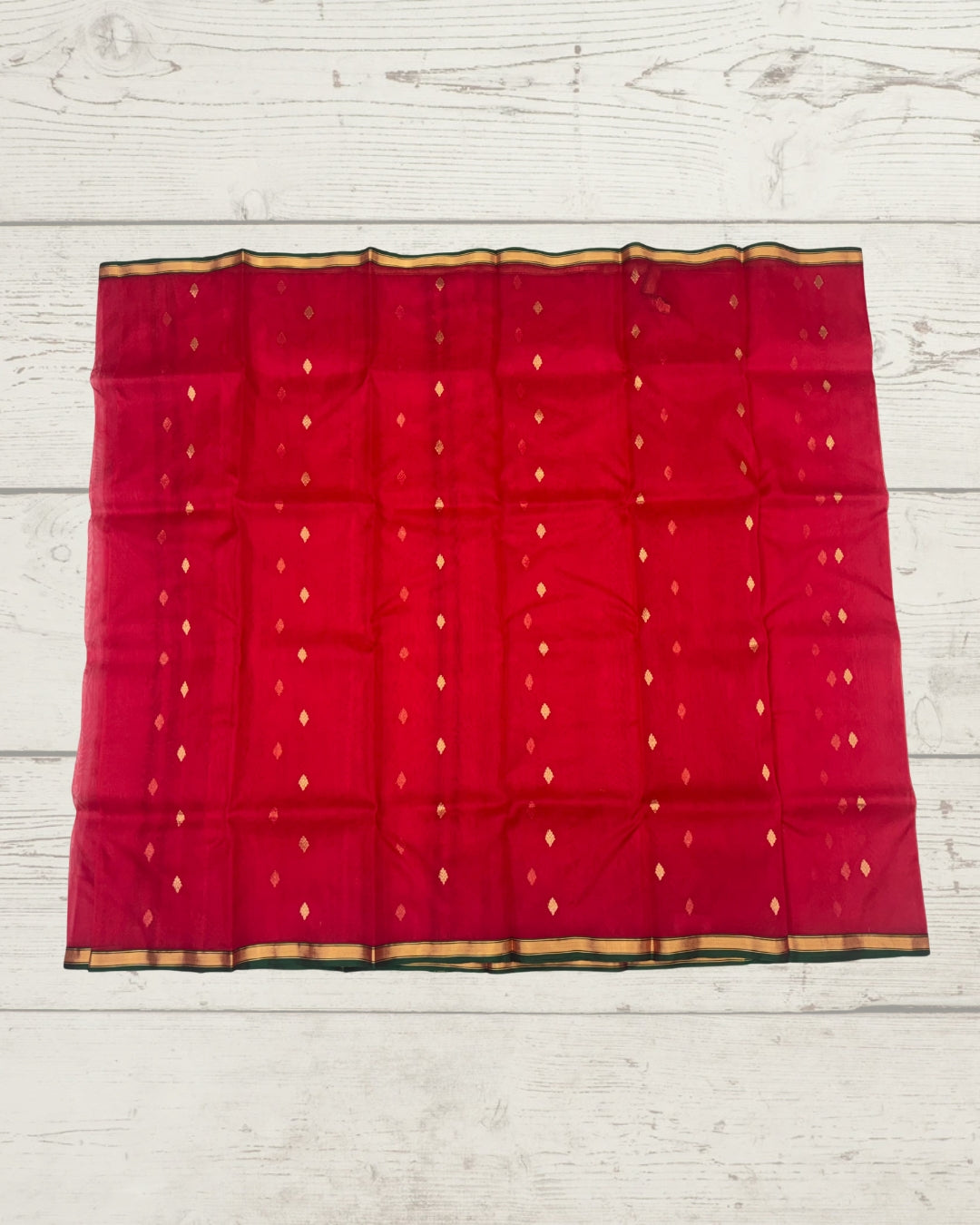 Chanderi Katan Piping Red