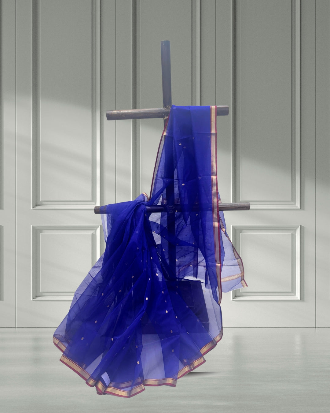 Chanderi Katan Piping Blue